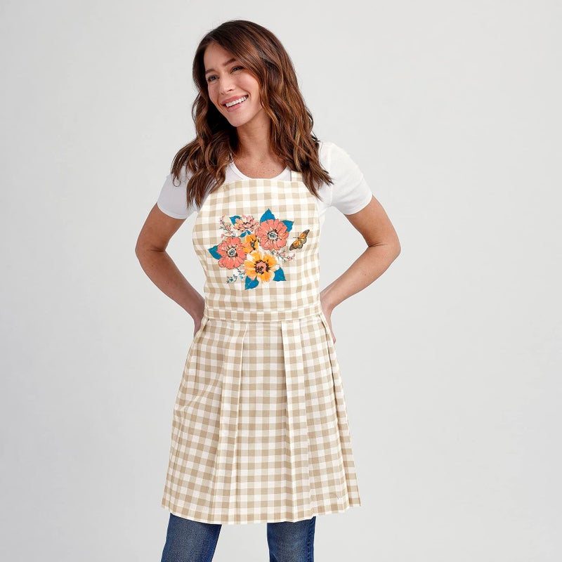 Vera Bradley Women's Lightweight Cotton Apron, Peach Blossom Picnic - Recycled Cotton, One Size - Image 4
