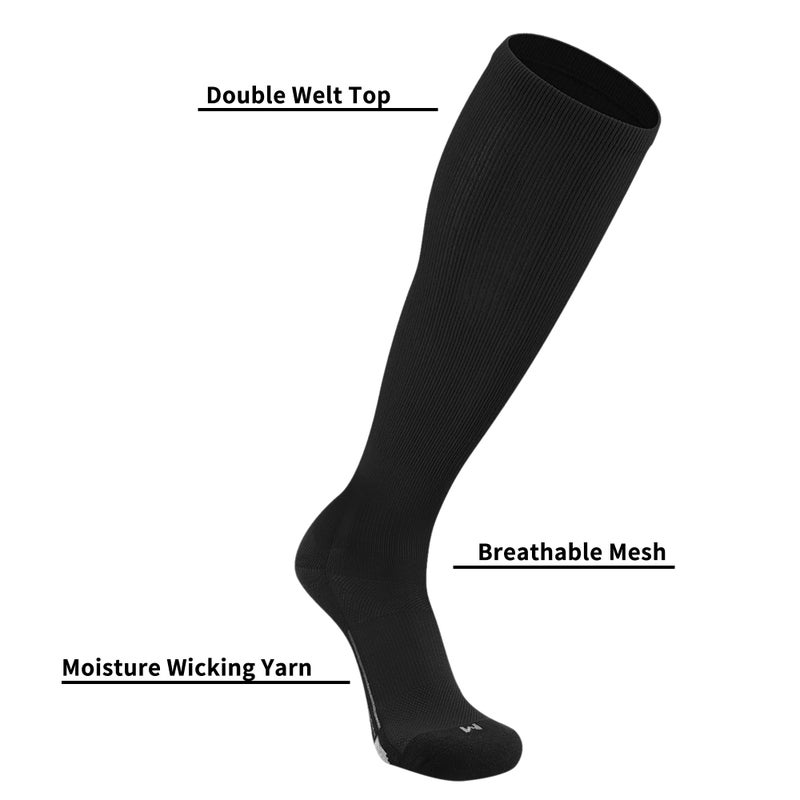 Londkaron Youth Elite Baseball/Softball Socks & Belt Combo (3 Pairs of Socks with 1 Belt) (Medium, Black) - Image 4