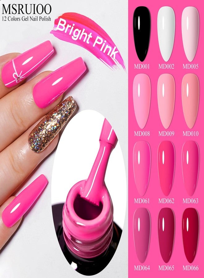 MSRUIOO مجموعة طلاء الأظافر جل MSRUIOO باللون الوردي العاري 12 لون طلاء أظافر جل طلاء أظافر وردي فاتح وردي بيبي أبيض أسود تصميم فن الأظافر مجموعة مانكير هدايا للنساء 8 مل - Image 4