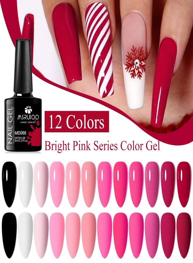 MSRUIOO مجموعة طلاء الأظافر جل MSRUIOO باللون الوردي العاري 12 لون طلاء أظافر جل طلاء أظافر وردي فاتح وردي بيبي أبيض أسود تصميم فن الأظافر مجموعة مانكير هدايا للنساء 8 مل - Image 5