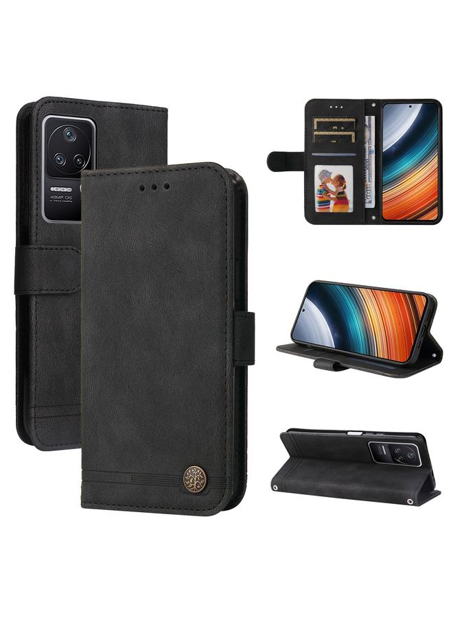 Case For Xiaomi Redmi K40S / Poco F4 Skin Feel Life Tree Metal Button Leather Case