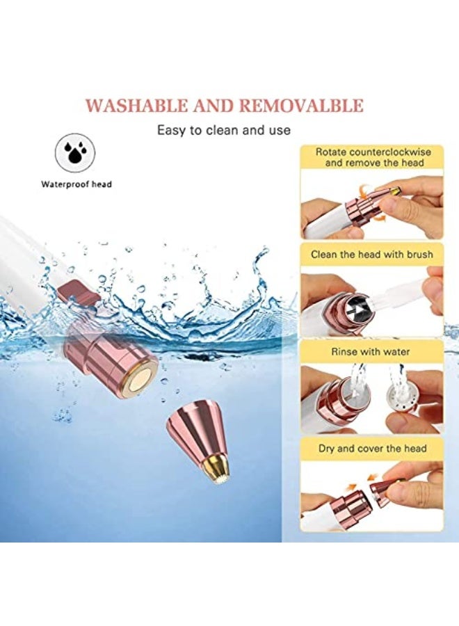 إزالة شعر الوجه للنساء، آلة قص شعر الأنف قابلة لإعادة الشحن 2 في 1، شفرات الحواجب القابلة للتنقل، آلة حلاقة كهربائية لإزالة الشعر بدون ألم للوجه، الأنف، شعر الخ peach fuzz، الجسم، اللحية، الشفاه، الذقن، إزالة الشعر للنساء - Image 5