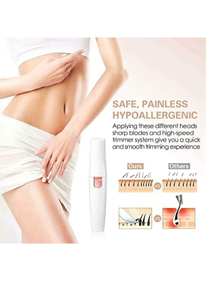 إزالة شعر الوجه للنساء، آلة قص شعر الأنف قابلة لإعادة الشحن 2 في 1، شفرات الحواجب القابلة للتنقل، آلة حلاقة كهربائية لإزالة الشعر بدون ألم للوجه، الأنف، شعر الخ peach fuzz، الجسم، اللحية، الشفاه، الذقن، إزالة الشعر للنساء - Image 3