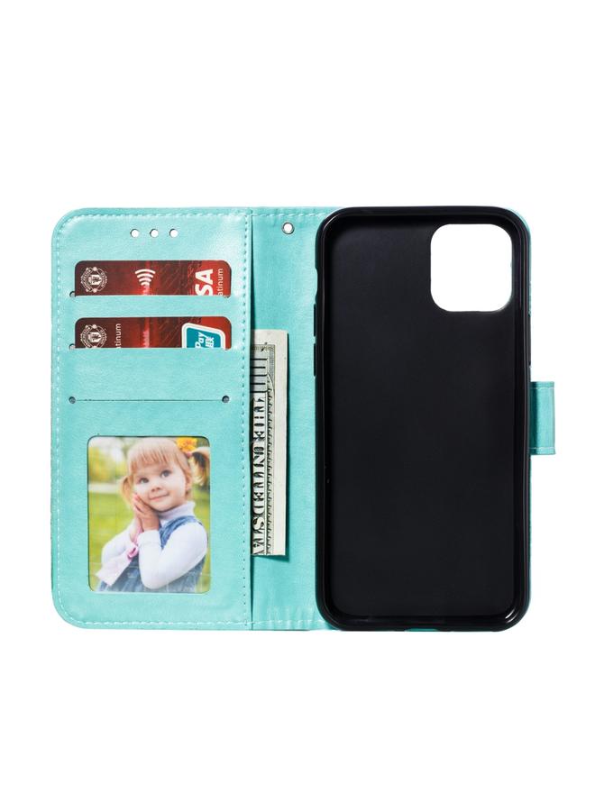 اس-توب جراب لهاتف iPhone 11 Pro من الجلد بنقش ماندالا، مع حامل وفتحات للبطاقات ومحفظة وإطار صور وحبل تعليق - Image 4