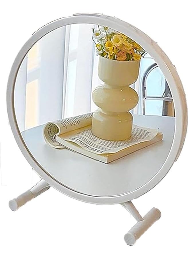 The Bros Makeup Mirror, Round Vanity Mirror, Aesthetic Makeup Vanity Table Mirror for Dressing Table, Bedroom 43 x 26 cm  - Image 1