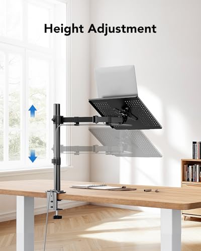 HUANUO Laptop Desk Mount - 17' to 32' Monitor Arm, Ventilated Tray, Fully Adjustable with Tilt, Swivel & Rotation, Holds up to 22 lbs - Image 4