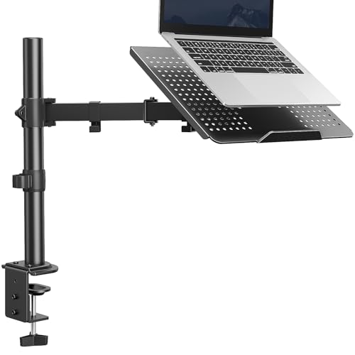 HUANUO Laptop Desk Mount - 17' to 32' Monitor Arm, Ventilated Tray, Fully Adjustable with Tilt, Swivel & Rotation, Holds up to 22 lbs - Image 1