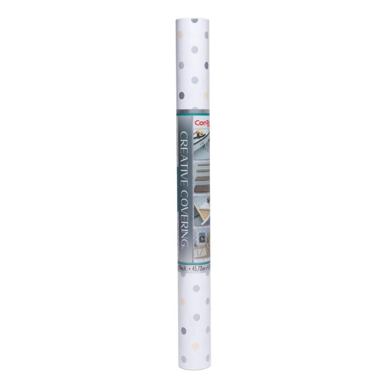 ConTact Brand Creative Covering SelfAdhesive Shelf Liner MultiPurpose Vinyl Roll Easy to Use and Apply 18 x 16 Dottie Gray