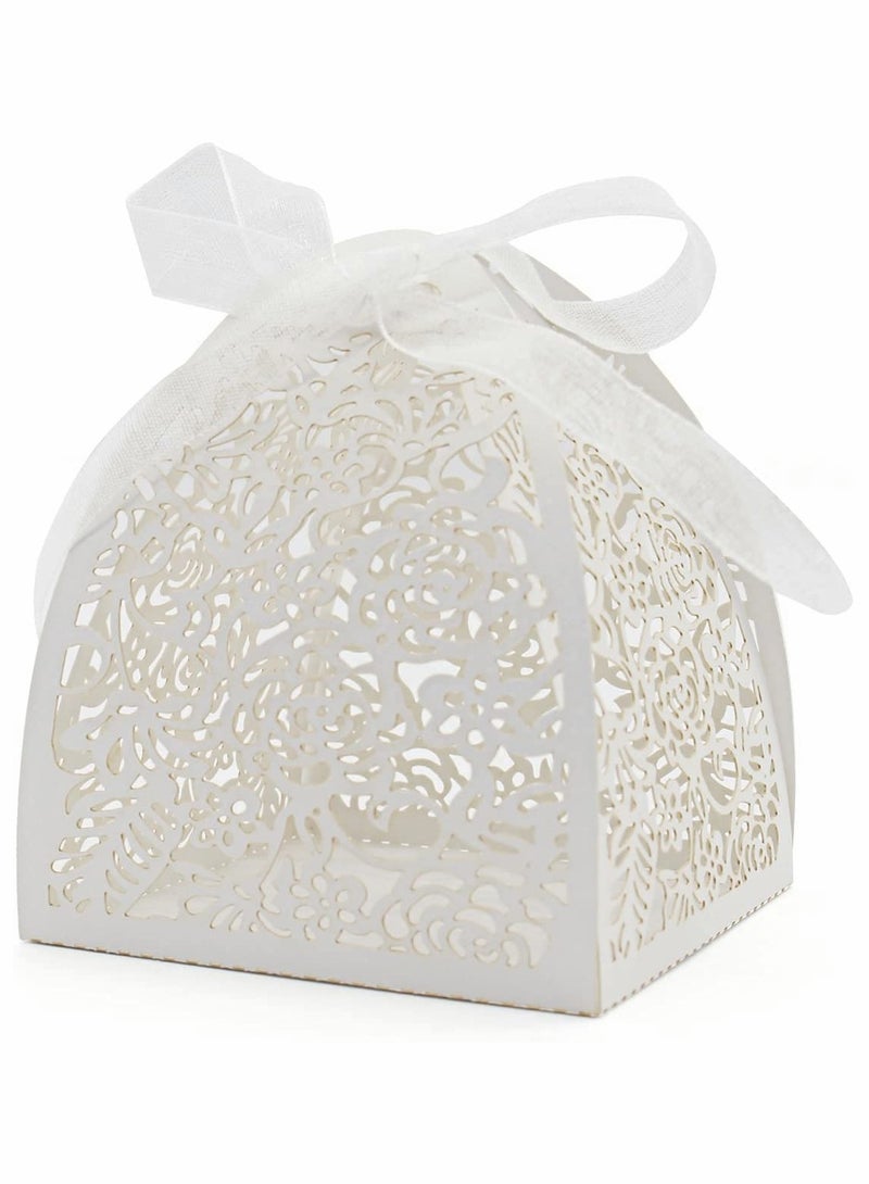 إكسفور Laser Cut Rose Candy Gift Boxes, Favor Boxes 2.5x 2.5x 3.1 - Image 1