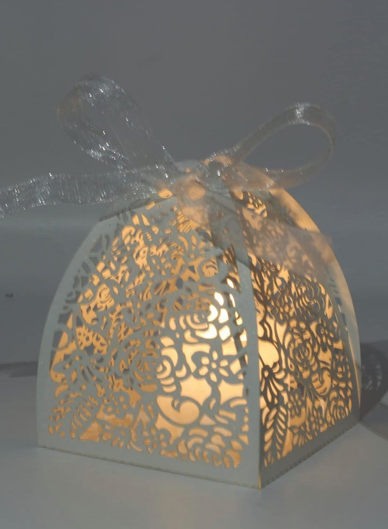 إكسفور Laser Cut Rose Candy Gift Boxes, Favor Boxes 2.5x 2.5x 3.1 - Image 3