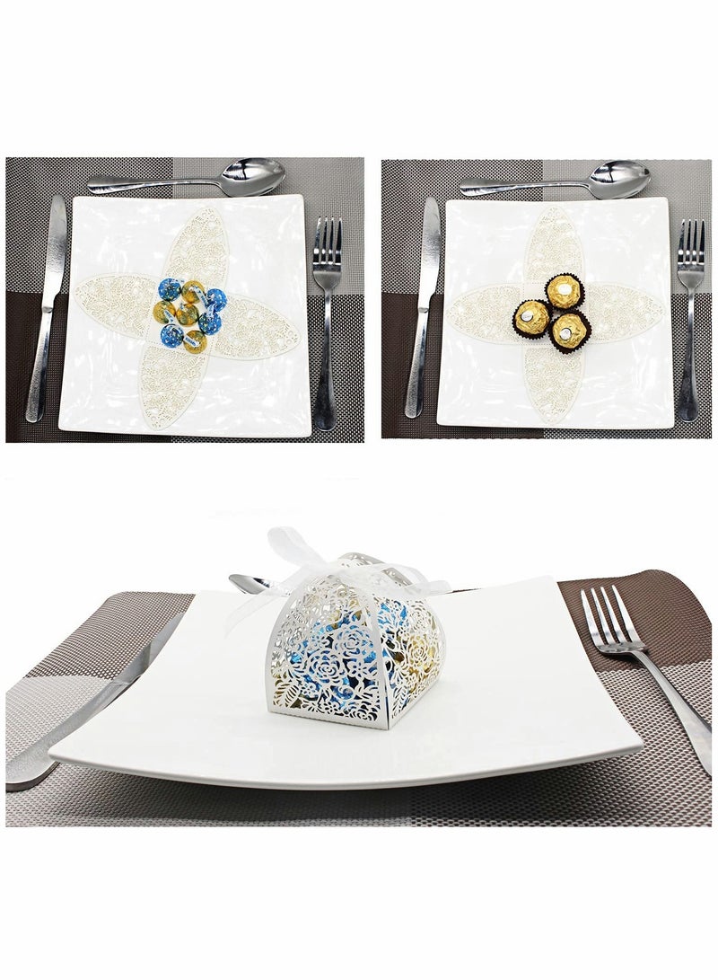 إكسفور Laser Cut Rose Candy Gift Boxes, Favor Boxes 2.5x 2.5x 3.1 - Image 2