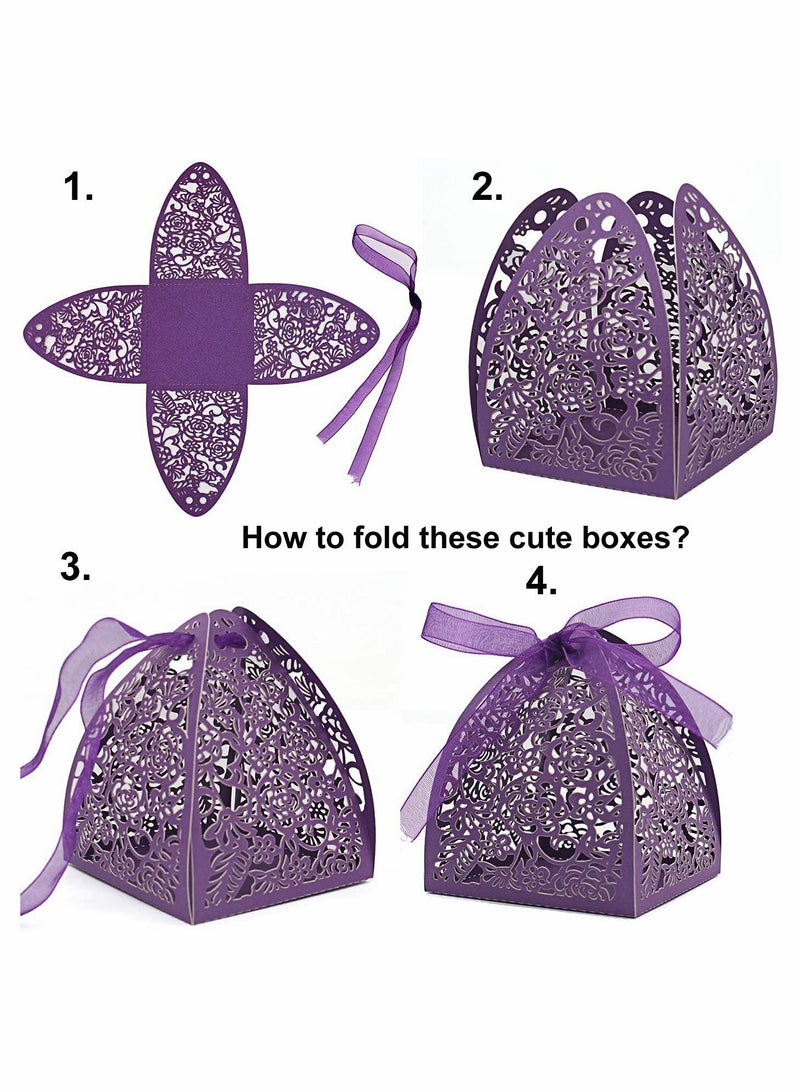 إكسفور Laser Cut Rose Candy Gift Boxes, Favor Boxes 2.5x 2.5x 3.1 - Image 5