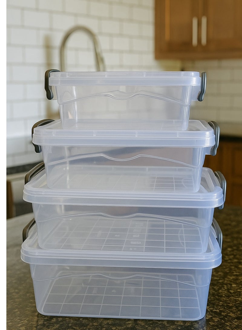 فافيلا طقم علب ثلاجة من البلاستيك للحفاظ علي الطعام-شفاف-كود 9002-4قطع - Image 2