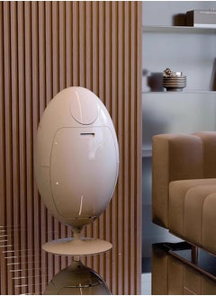 Merry Moments Recycling Bin Creative Rotating Dinosaur Egg Trash Can Waste Bin Freestanding Bin Food Waste Bin with 3 Compartments Bin ABS White Colour H65.7xW33.8xD33.8 cm  - Image 1