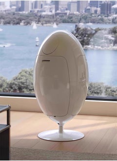 Merry Moments Recycling Bin Creative Rotating Dinosaur Egg Trash Can Waste Bin Freestanding Bin Food Waste Bin with 3 Compartments Bin ABS White Colour H65.7xW33.8xD33.8 cm  - Image 2