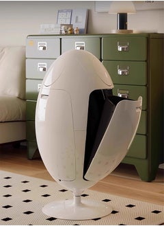 Merry Moments Recycling Bin Creative Rotating Dinosaur Egg Trash Can Waste Bin Freestanding Bin Food Waste Bin with 3 Compartments Bin ABS White Colour H65.7xW33.8xD33.8 cm  - Image 3