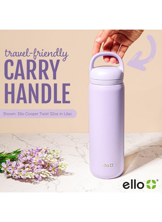 Ello Cooper Twist 22oz Stainless Steel Water Bottle with Chug Lid | Leak Proof Double Walled and Vacuum Insulated | Fits Car Cupholder | Built in Carry Loop | Dishwasher Safe | Lilac - Image 2