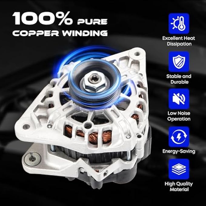 SEHNSUCHT Alternator Replacement New Fit for Hyundai Elantra 2.0L 2007-2012, for Kia Soul 2.0L 2010-2011, for Kia Spectra 2.0L 2007-2009, for Kia Spectra5 2.0L 2007-2009, Replacement for 2655635 - Image 5