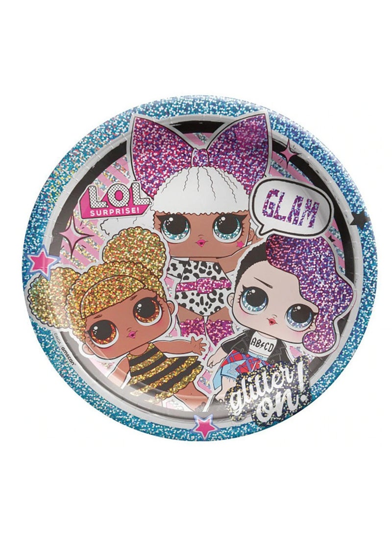 Amscan مجموعة أدوات المائدة للحفلات من Lol Surprise، مكونة من 59 قطعة، تتضمن مناديل وأطباق وأكواب وأدوات مائدة وغطاء طاولة ولافتة وبالونات، متعددة الألوان، لـ 8 ضيوف - Image 4