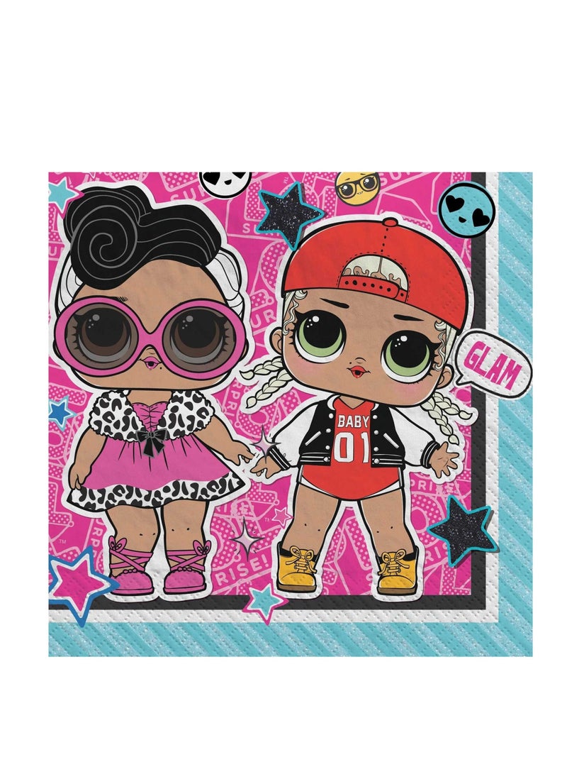 Amscan مجموعة أدوات المائدة للحفلات من Lol Surprise، مكونة من 59 قطعة، تتضمن مناديل وأطباق وأكواب وأدوات مائدة وغطاء طاولة ولافتة وبالونات، متعددة الألوان، لـ 8 ضيوف - Image 5