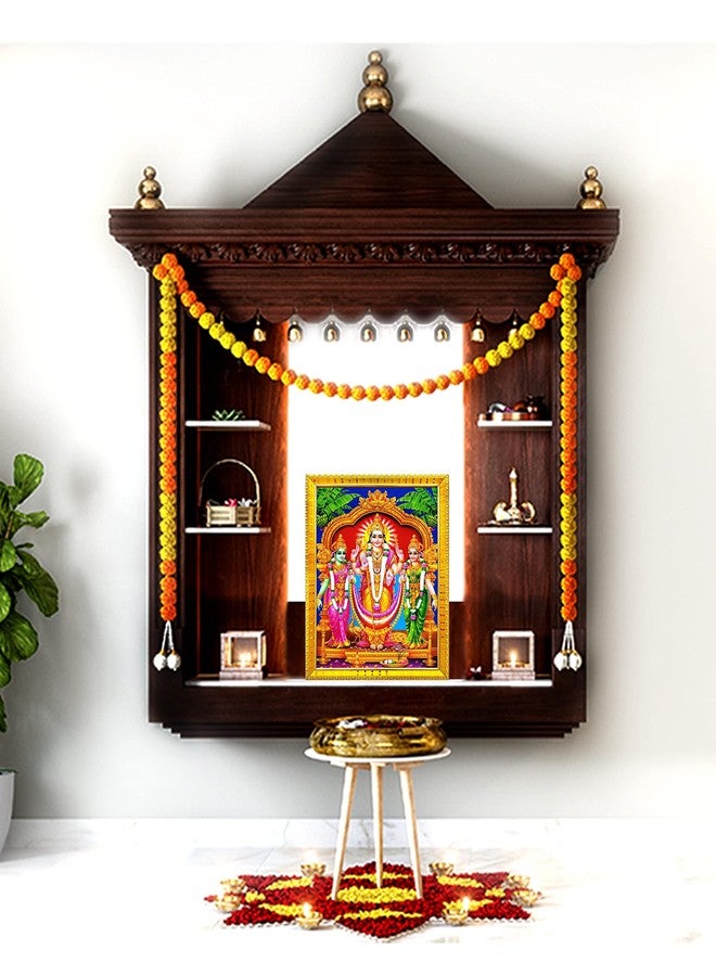 ZIG-ZAG ZIG ZAG Srivalli Devasena Subramanya Swamy Kartikeya God Photo Frame For Wall / Table / Pooja Room ( 7x9 inches, Acrylic Glass) Golden - Image 2