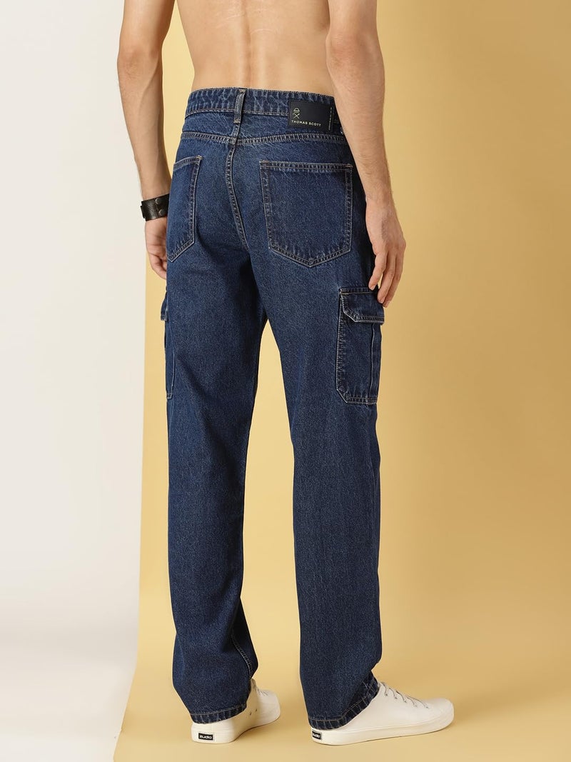 Thomas Scott Men's | Relaxed Fit | Mild Wash | Wide Leg | Baggy fit | Casual | Jeans for Men (TSJ074_DarkBlue_36) - Image 4