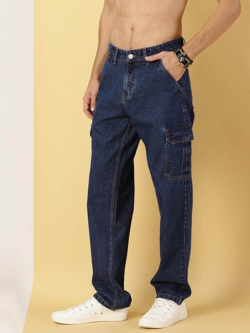 Thomas Scott Men's | Relaxed Fit | Mild Wash | Wide Leg | Baggy fit | Casual | Jeans for Men (TSJ074_DarkBlue_36) - Image 2
