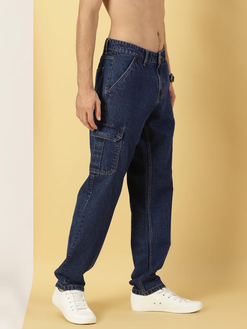 Thomas Scott Men's | Relaxed Fit | Mild Wash | Wide Leg | Baggy fit | Casual | Jeans for Men (TSJ074_DarkBlue_36) - Image 3