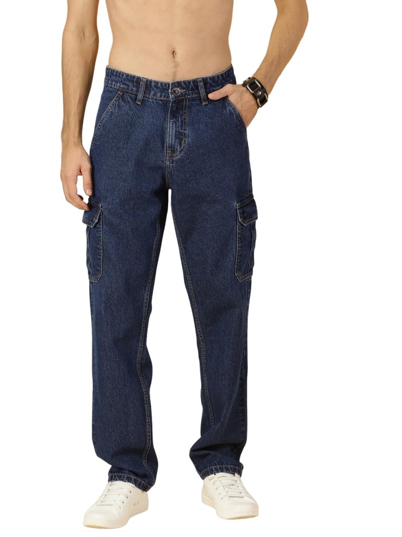 Thomas Scott Men's | Relaxed Fit | Mild Wash | Wide Leg | Baggy fit | Casual | Jeans for Men (TSJ074_DarkBlue_36) - Image 1