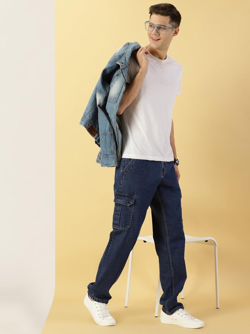 Thomas Scott Men's | Relaxed Fit | Mild Wash | Wide Leg | Baggy fit | Casual | Jeans for Men (TSJ074_DarkBlue_36) - Image 5