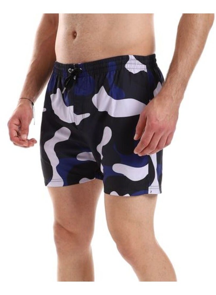 Pavone Camoflage Self Patterned Elastic Waist Swimshort with Sided & Back Pockets -Multicolor - Image 2