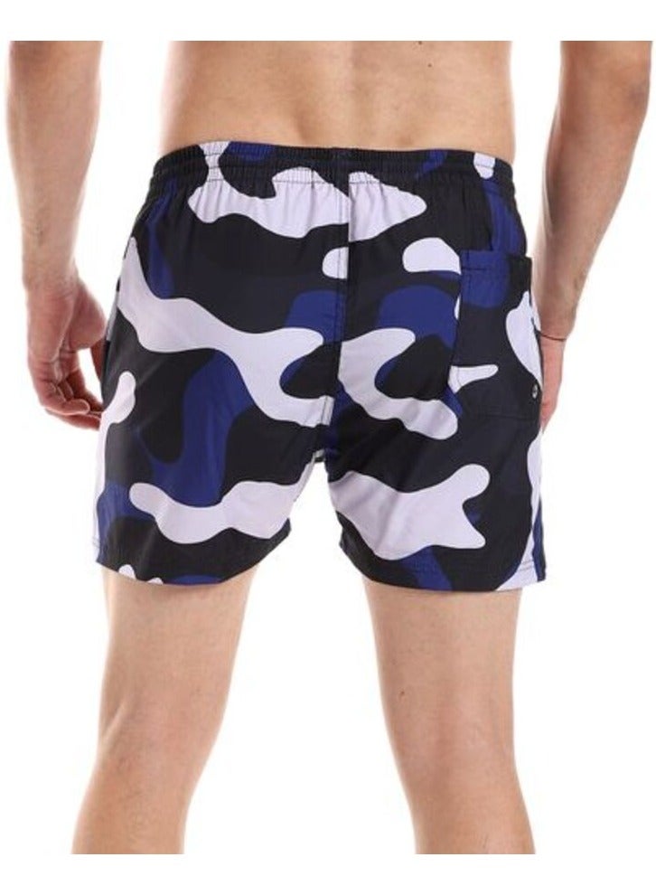 Pavone Camoflage Self Patterned Elastic Waist Swimshort with Sided & Back Pockets -Multicolor - Image 3