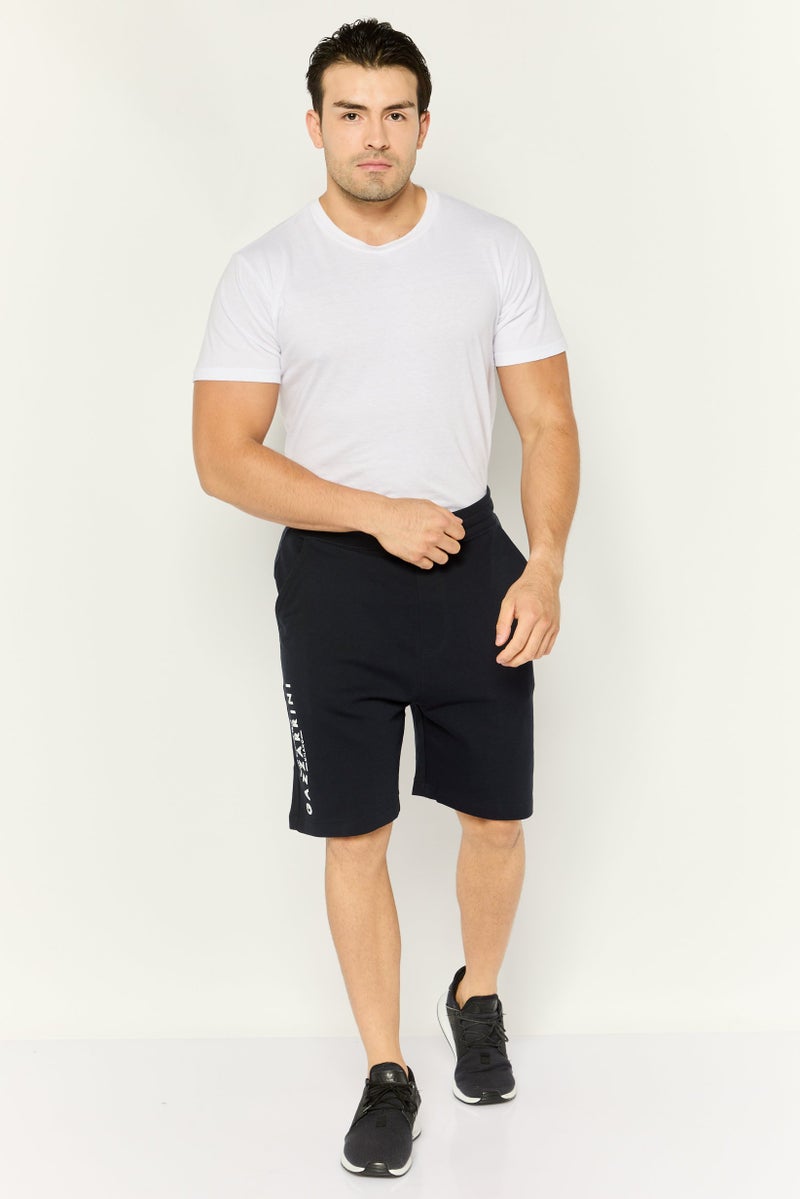 Gazzarrini Men Regular Fit Brand Logo Drawstring Shorts, Navy - Image 2
