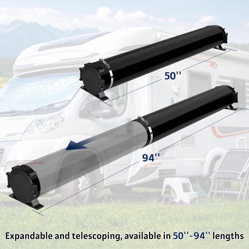 Touri RV Adjustable EZ Hose Carrier TR5094BK with Door Cap and Mounting Screws, 50''-94'', Black, 3 Mounting Tabs Included - Image 2