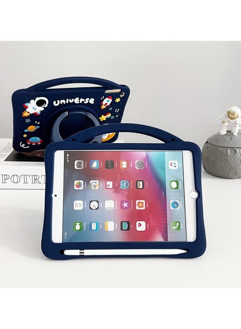 Kids Case for Samsung Galaxy Tab A9 8.7 Inch 2023, Portable Handle Stand, Kids Friendly Soft Silicone Adjustable Stand Shockproof Cover for Samsung Tab A9 Tablet (Model: X110/X115) (Navy blue) - Image 3