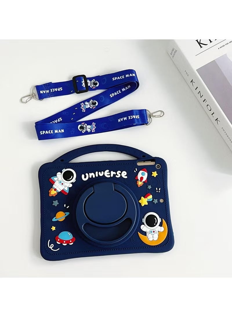 Kids Case for Samsung Galaxy Tab A9 8.7 Inch 2023, Portable Handle Stand, Kids Friendly Soft Silicone Adjustable Stand Shockproof Cover for Samsung Tab A9 Tablet (Model: X110/X115) (Navy blue) - Image 1