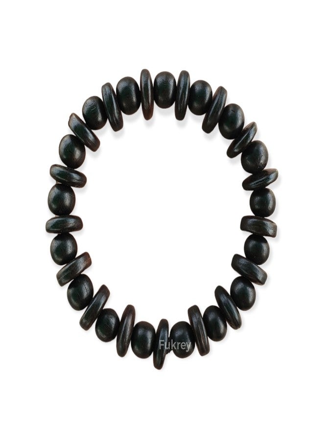 FUKREY Karungali Kattai- Orignal Ebony Wood Unisex Bracelet, Natual Blackwood Sterchable Bracelet for Men and Women, Round Beaded Wrist Bracelet HandCarved (10MM) - Image 1