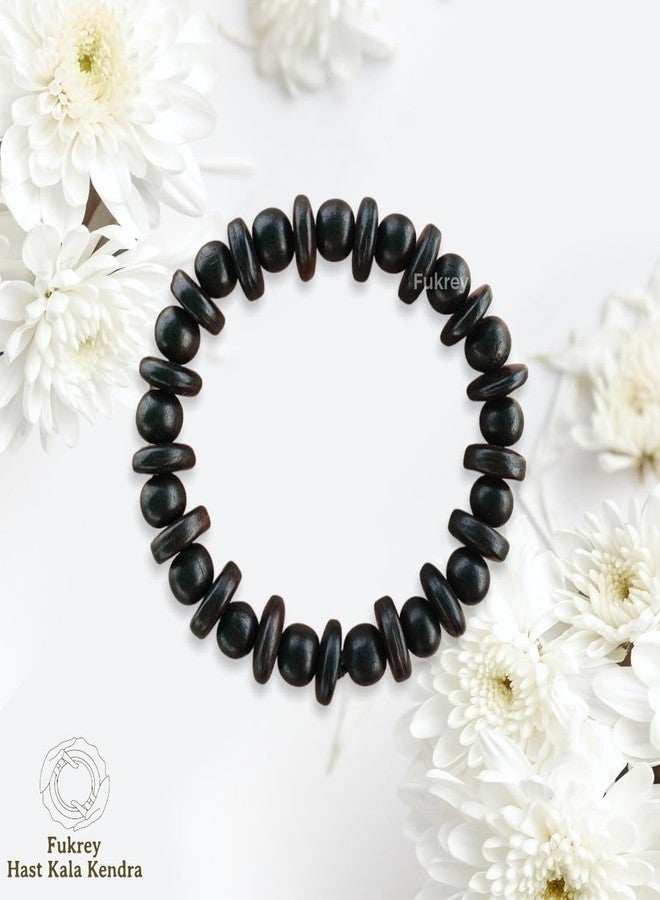 FUKREY Karungali Kattai- Orignal Ebony Wood Unisex Bracelet, Natual Blackwood Sterchable Bracelet for Men and Women, Round Beaded Wrist Bracelet HandCarved (10MM) - Image 2