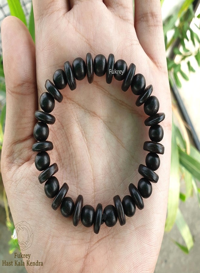 FUKREY Karungali Kattai- Orignal Ebony Wood Unisex Bracelet, Natual Blackwood Sterchable Bracelet for Men and Women, Round Beaded Wrist Bracelet HandCarved (10MM) - Image 4