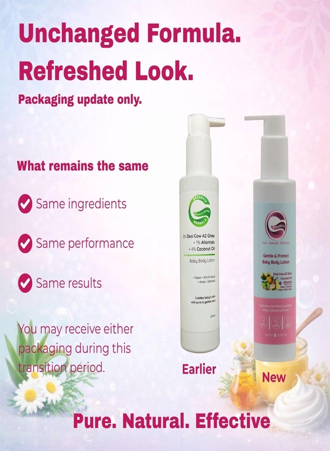 Greenviv Baby Body Lotion for Delicate Skin, Gentle Hydration & Protection with Desi Cow Ghee, Allantoin & Coconut Oil | Non-Greasy | 200 ml - Image 2