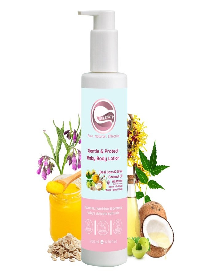 Greenviv Baby Body Lotion for Delicate Skin, Gentle Hydration & Protection with Desi Cow Ghee, Allantoin & Coconut Oil | Non-Greasy | 200 ml - Image 1