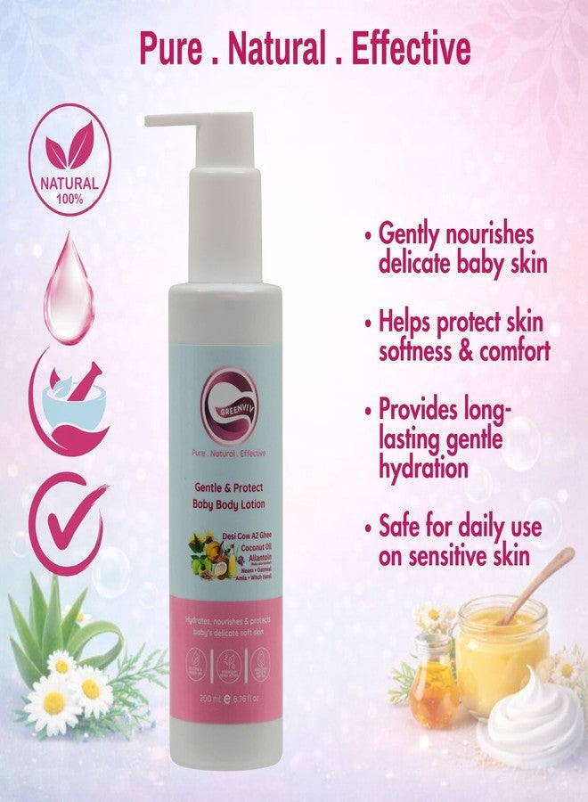 Greenviv Baby Body Lotion for Delicate Skin, Gentle Hydration & Protection with Desi Cow Ghee, Allantoin & Coconut Oil | Non-Greasy | 200 ml - Image 3