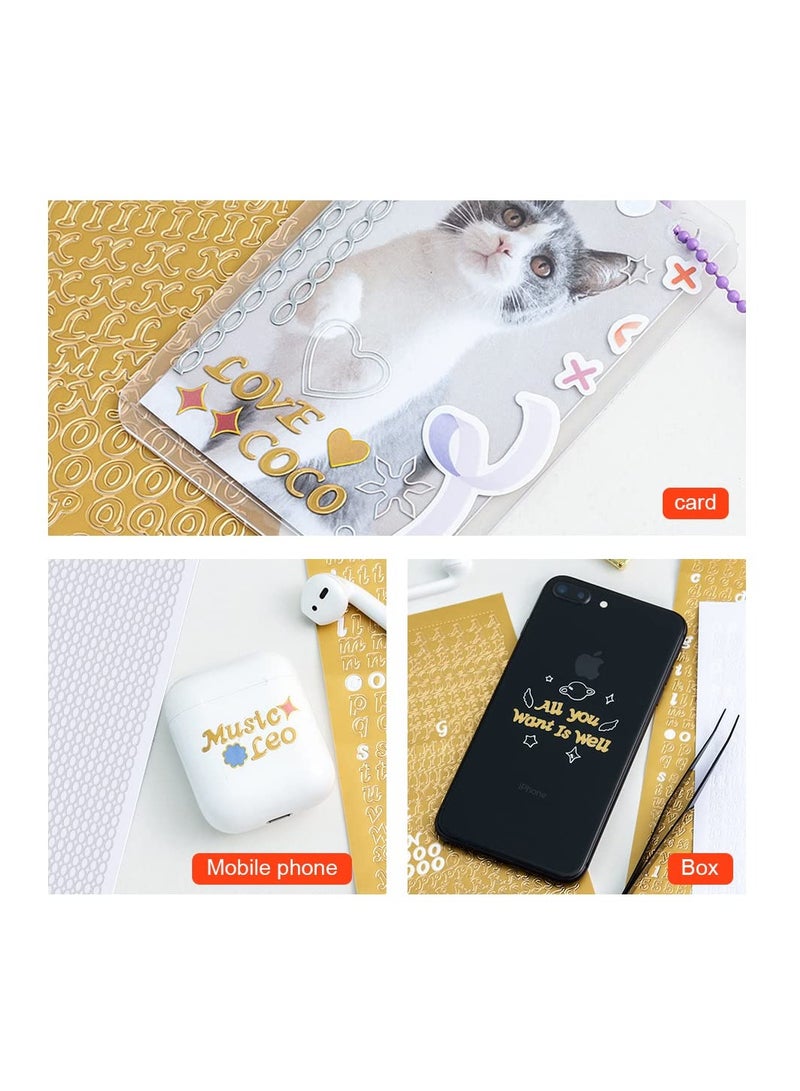 SOLARAE Glitter Metallic Alphabet and Number Stickers, Self-Adhesive for DIY Crafts, Scrapbooking, Greeting Cards, and Personalizing Phones, Laptops, and Helmets (4 Styles, 4 Colors, 16 Sheets) - Image 3