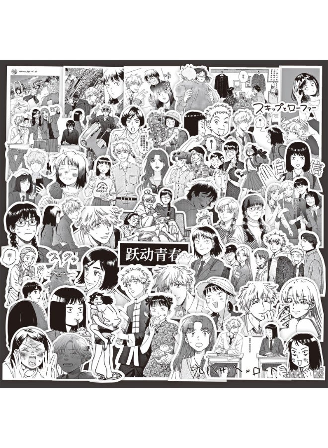 NIBEMINENT 77 Pcs Cartoon Jumping Youth Deco Kit Waterproof Stickers, High Definition Printing Bright Colors, Suitable for Laptop Skateboard Luggage Water Bottle Guitar DIY - Image 1