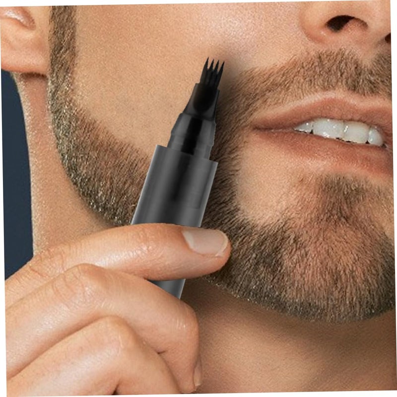 Waterproof Beard Pen 2pcs Micro Fork Tip Dark Brown Eyebrow Pencil for Men Precision Beard Shaping Tool for Grooming and Styling - Image 4