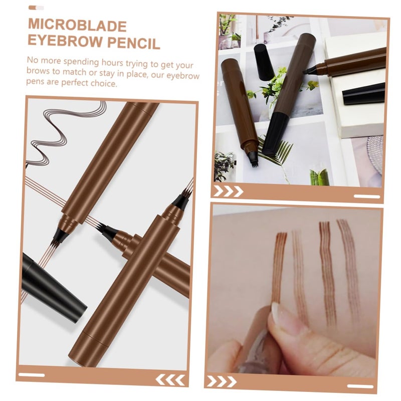 Waterproof Beard Pen 2pcs Micro Fork Tip Dark Brown Eyebrow Pencil for Men Precision Beard Shaping Tool for Grooming and Styling - Image 3