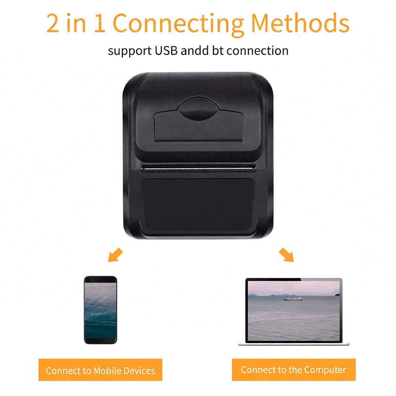 Thermal Printer: Mini BT 203dpi 70mm/s Print Speed - Ink-free 4000mAh Rechargeable Battery Mobile Printer for Commercial Retail, Warehouse Labeling and On-the-go Use - Image 3