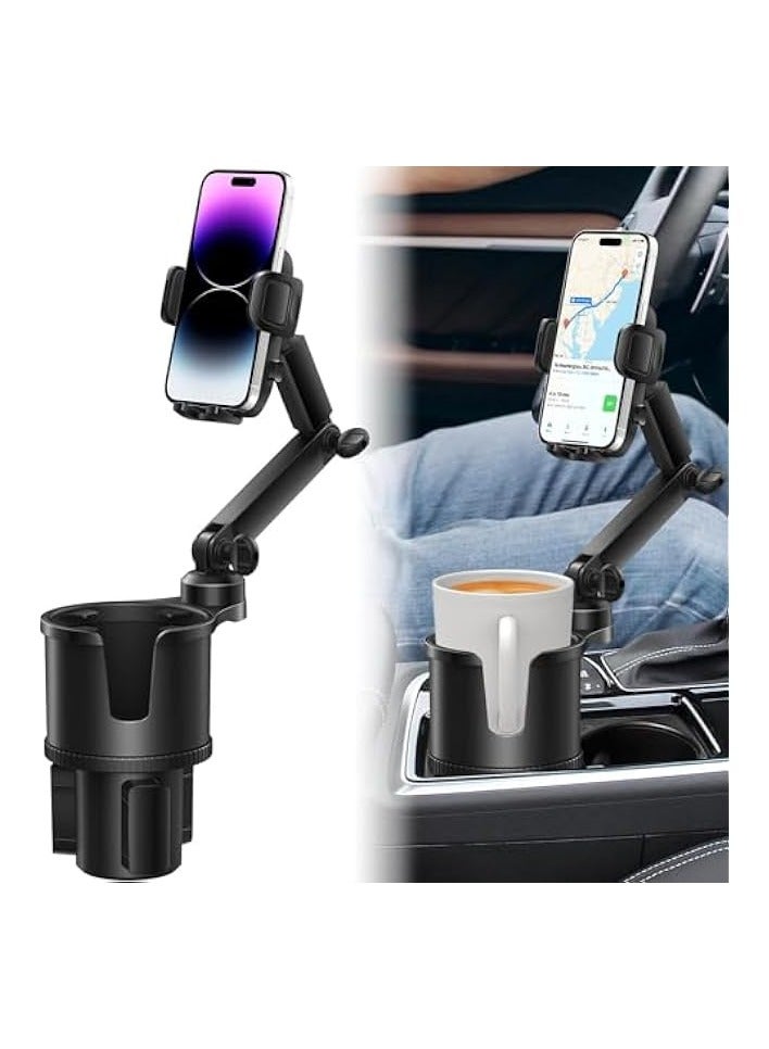 erorex 2-in-1 Cup Holder Phone Holder Mount for Car Bottle Friendly Cup Phone Holder for Car High Adjustable Cell Phone Cup Holder for Car Easy Install & Sturdy & Durable Fit All 4-7'' iPhone Android - Image 2