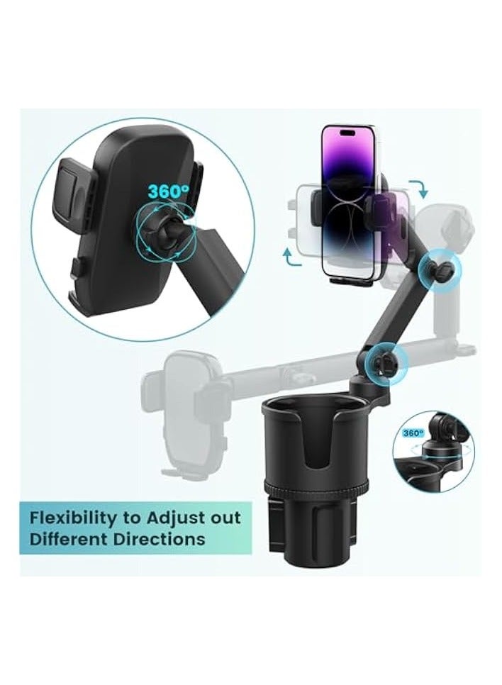 erorex 2-in-1 Cup Holder Phone Holder Mount for Car Bottle Friendly Cup Phone Holder for Car High Adjustable Cell Phone Cup Holder for Car Easy Install & Sturdy & Durable Fit All 4-7'' iPhone Android - Image 5
