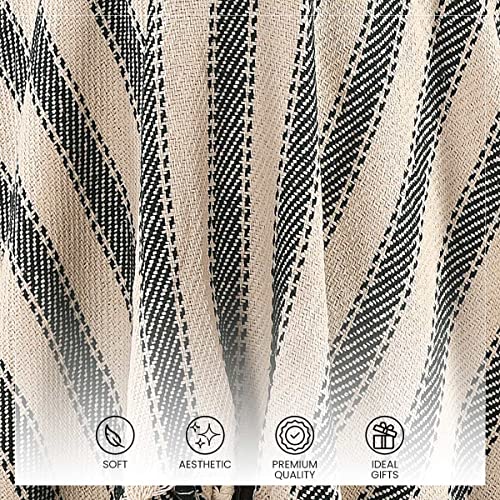 SASHAA WORLD Striped Throw Medium with Tasselled Edges |Throw for Living Room, Bedroom, Sofa & Chair |Bottle Green Throw Blanket | 180 x130 cm - Image 4
